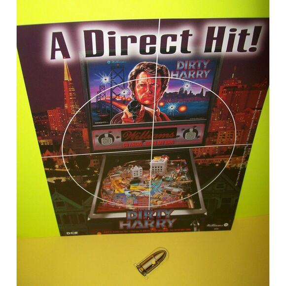 Dirty Harry Clint Eastwood Pinball Flyer & Plastic Promo Keychain 1995 - Picture 1 of 2
